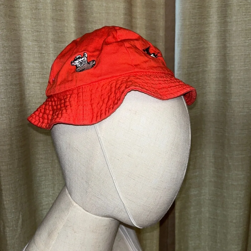 Toddler Boys Zoo Animal Bucket Hat Orange with Elastic Strap